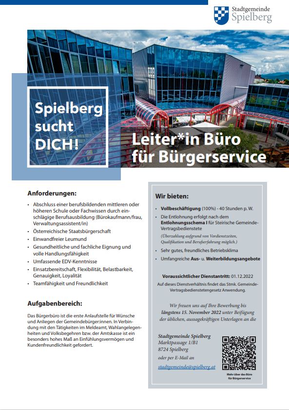 Stellenausschreibung Büro für Bürgerservice